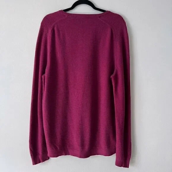 Ted Baker Men's Potter Crewneck Sweater Size 6 2XL Pink Ribbed Wool Blend - Picture 7 of 7